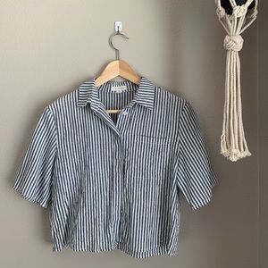 Pacsun Striped Button Up Crop Top